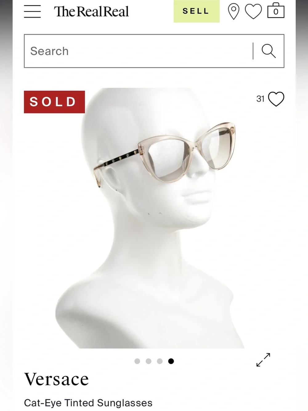 Versace Cat-Eye Sunglasses in Light Beige and Black